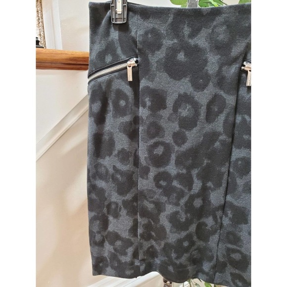Michael Kors Womens Gray Leopard Print Polyester Side Zipper Pencil Skirt Size 6 - Picture 2 of 12